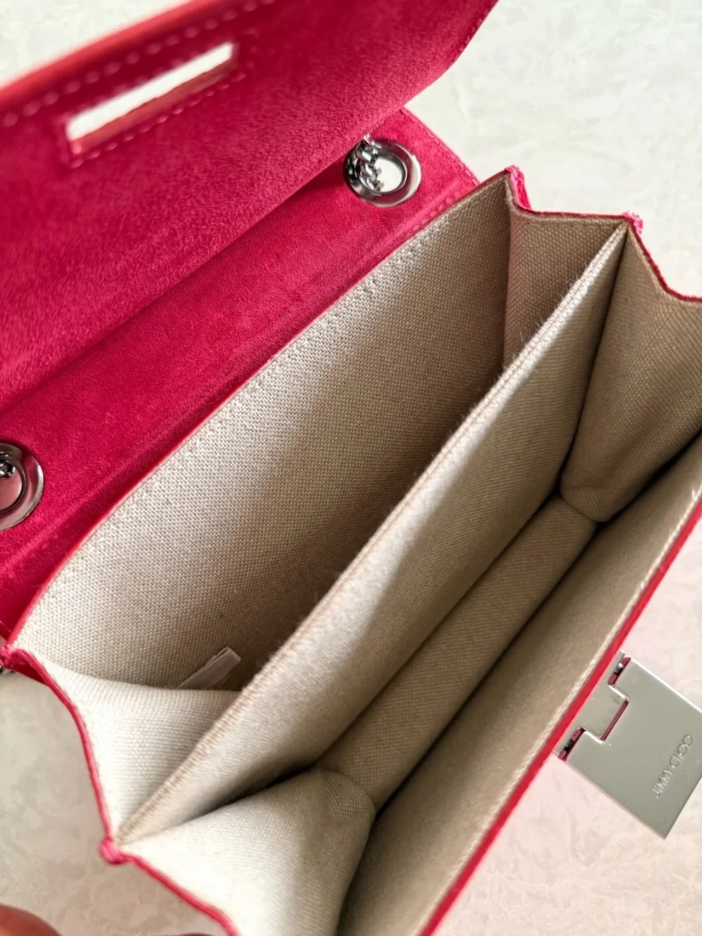 Jimmy Choo Suede Rebel Crossbody Bag Hot Pink